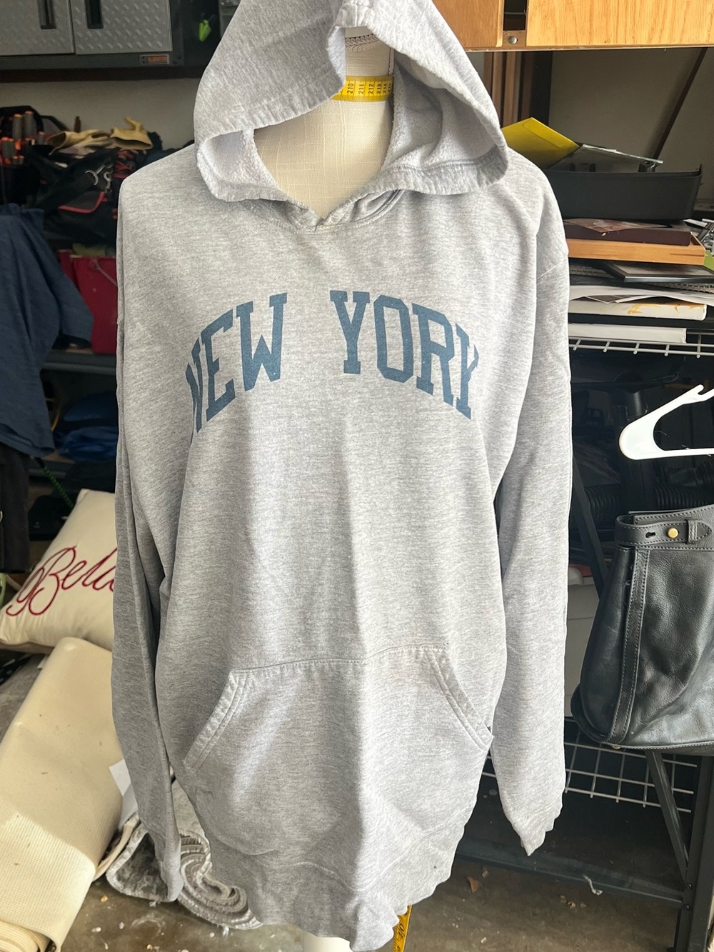 Gray New York Crewneck Hoodie - Men's Comfortable Pullover